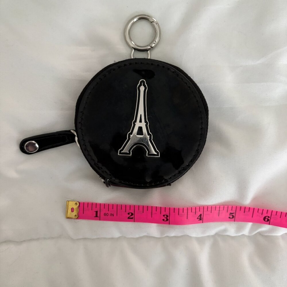 Karl Lagerfeld Paris Logo Tote Coin Purse Black Patent Leather Parisian Chic - Picture 13 of 16